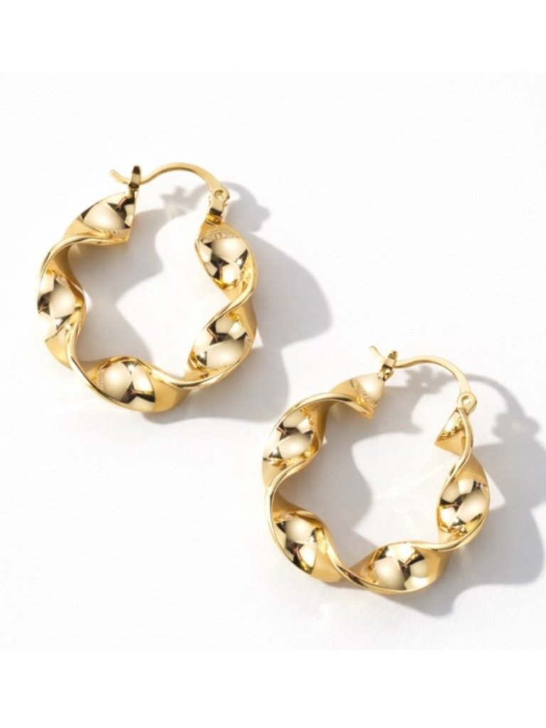 New! Gold Hoop Ruffle Earrings (2014) Nwot